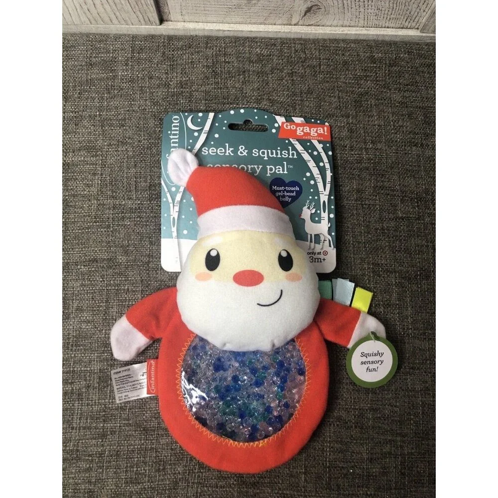 Infantino Go Gaga Holiday Santa Seek Squish Sensory Pal Gel Based Belly